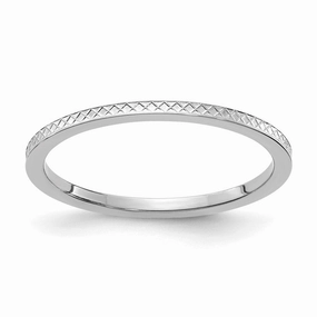 14K White Gold 1.2mm Criss-Cross Pattern Stackable Band | STK20-120W