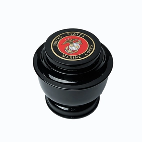 ADULT - Simple Alloy Urn -5-5050- Black with Military Emblem