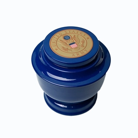 ADULT - Simple Alloy Urn -5-5050- Blue with Military Emblem