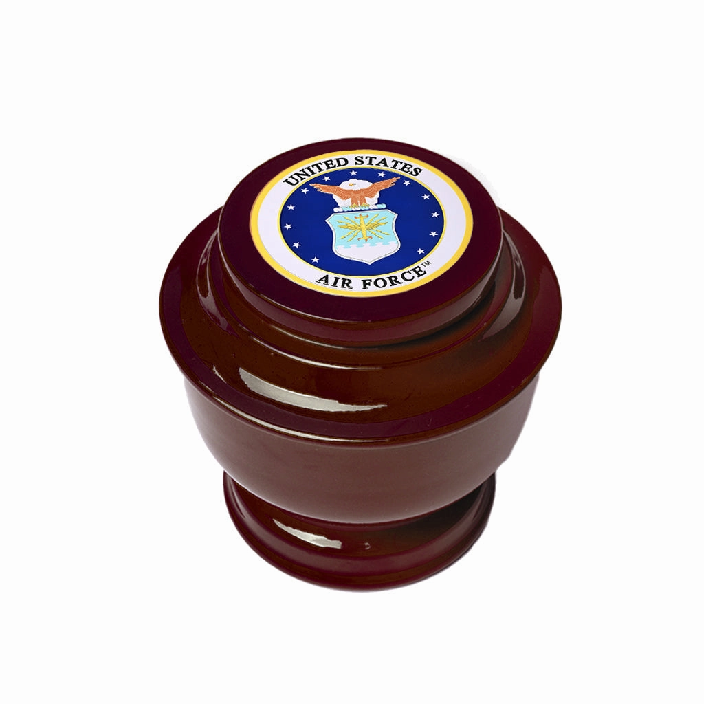 ADULT - Simple Alloy Urn -5-5050- Maroon with Military Emblem