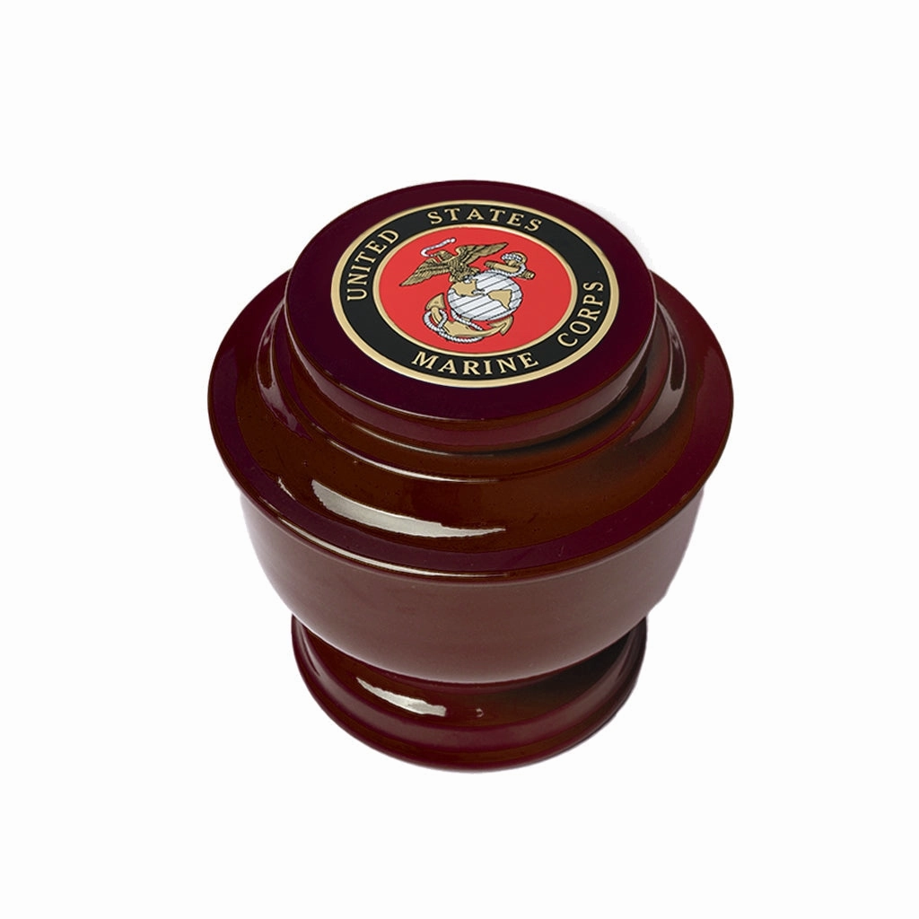 ADULT - Simple Alloy Urn -5-5050- Maroon with Military Emblem