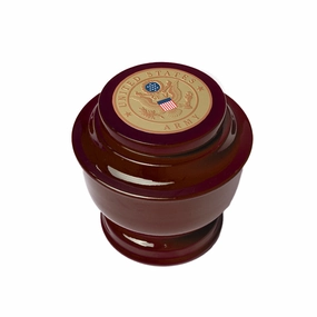 ADULT - Simple Alloy Urn -5-5050- Maroon with Military Emblem