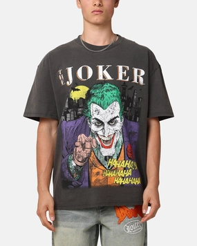 American Thrift X DC Batman The Joker Vote For Me Heavyweight T-Shirt Black Wash