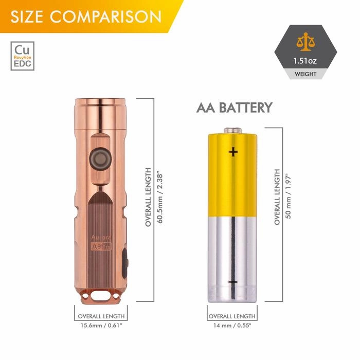 Aurora A9 Pro LED Flashlight | Copper | Keychain (Old generation)