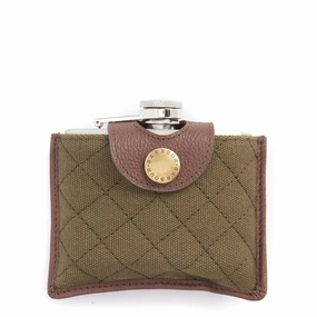 Barbour Quilted Padbury Hip Flask Dark Brown/Olive