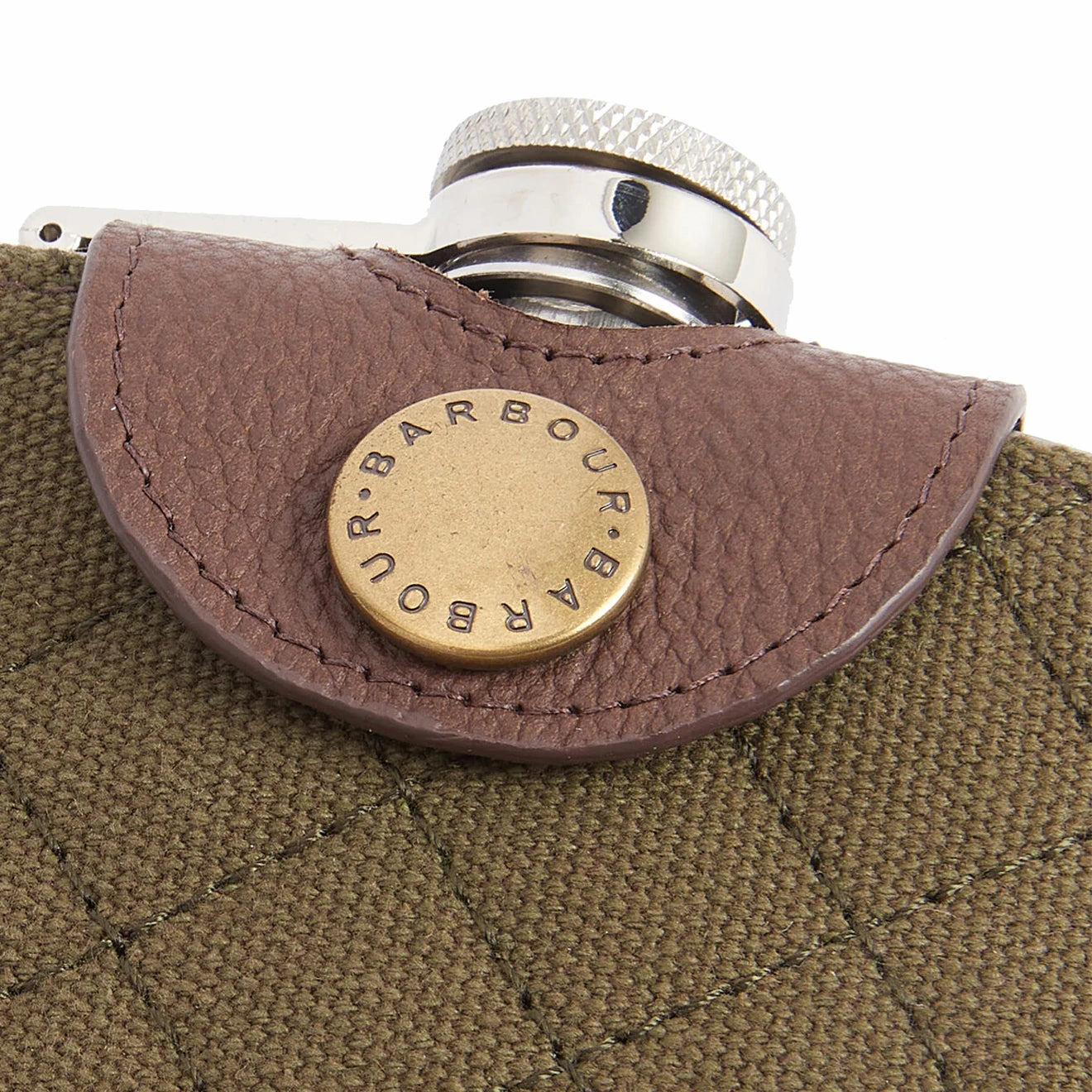 Barbour Quilted Padbury Hip Flask Dark Brown/Olive