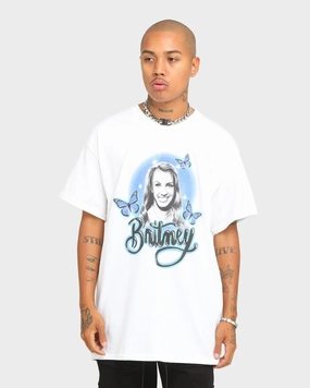 Britney Spears Butterflies Short Sleeve T-Shirt White