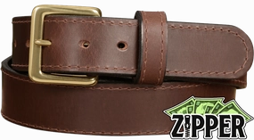 Brown English Bridle Leather Money Belt With 25" Zipper 1.50" Wide
