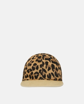 Cotton Herringbone Leopard Baseball Cap Brown