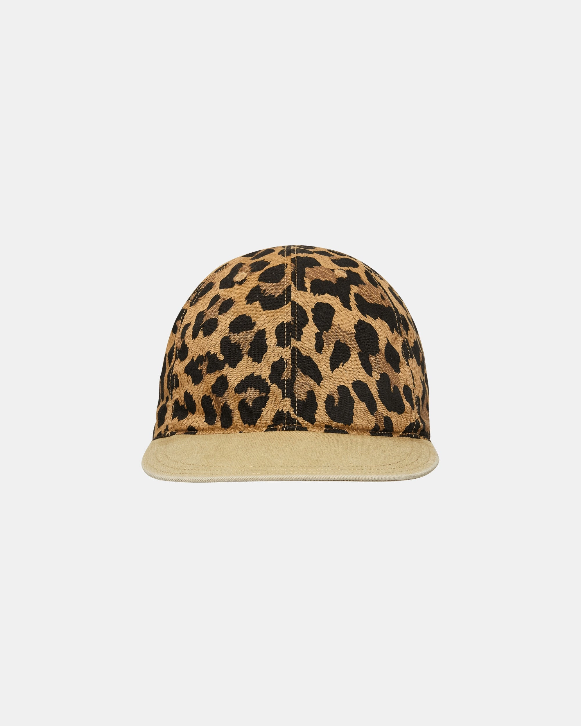 Cotton Herringbone Leopard Baseball Cap Brown