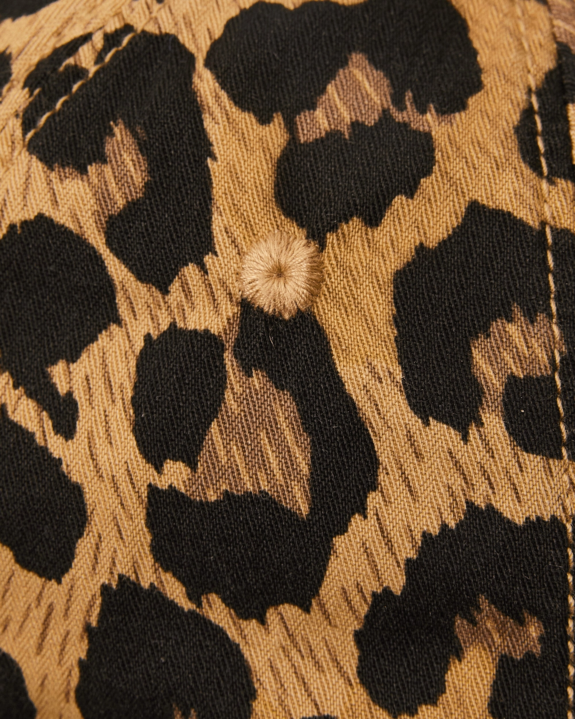 Cotton Herringbone Leopard Baseball Cap Brown
