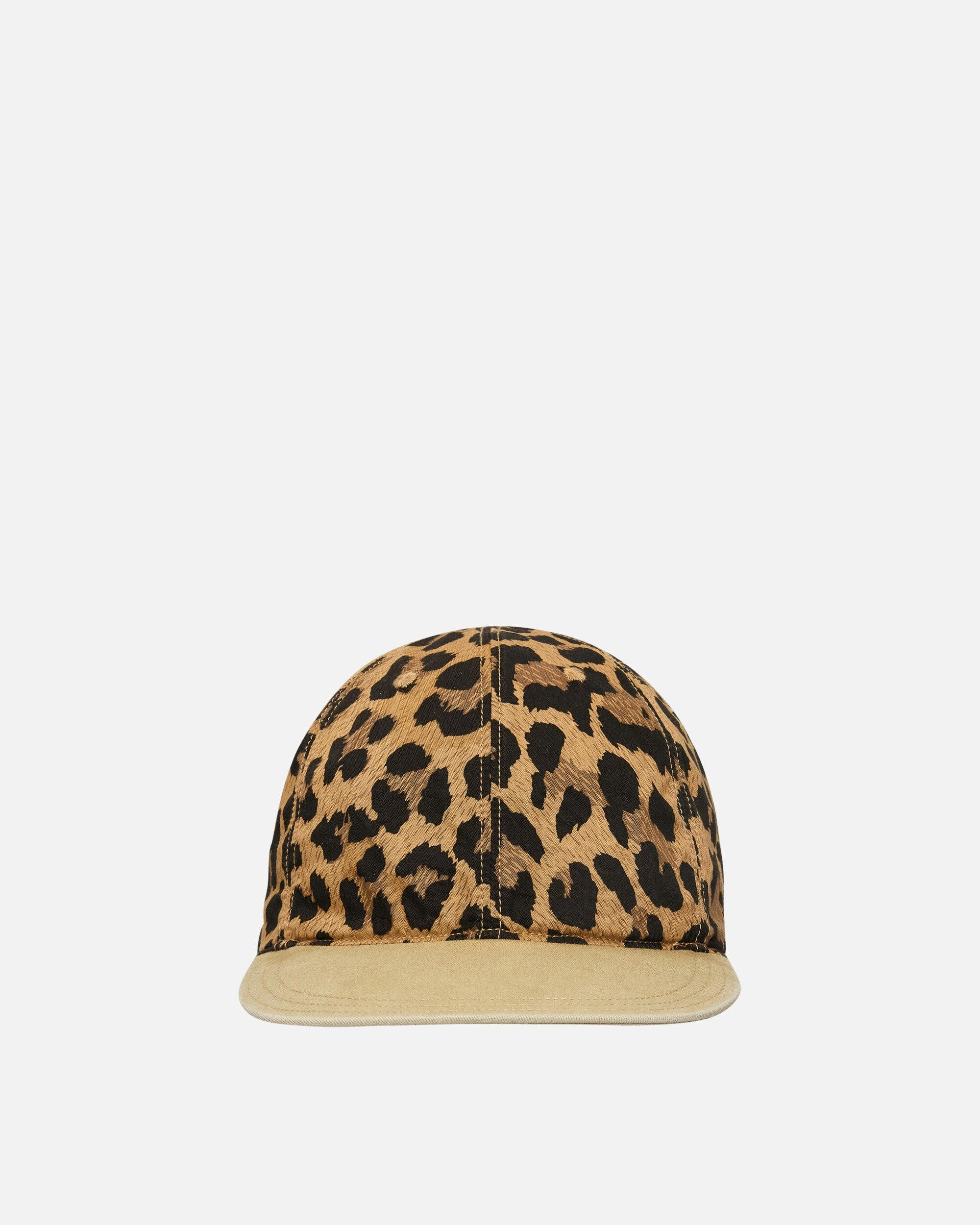 Cotton Herringbone Leopard Baseball Cap Brown