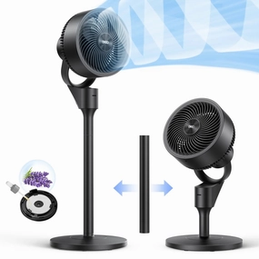 Dreo DR-HPF011 Black 2-in-1 Oscillating Fans for Table or Floor, 80ft