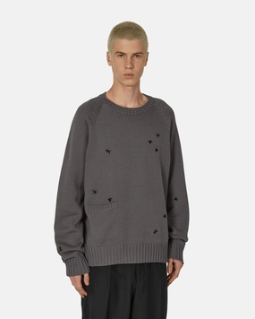 Embroidered Crewneck Sweater Grey