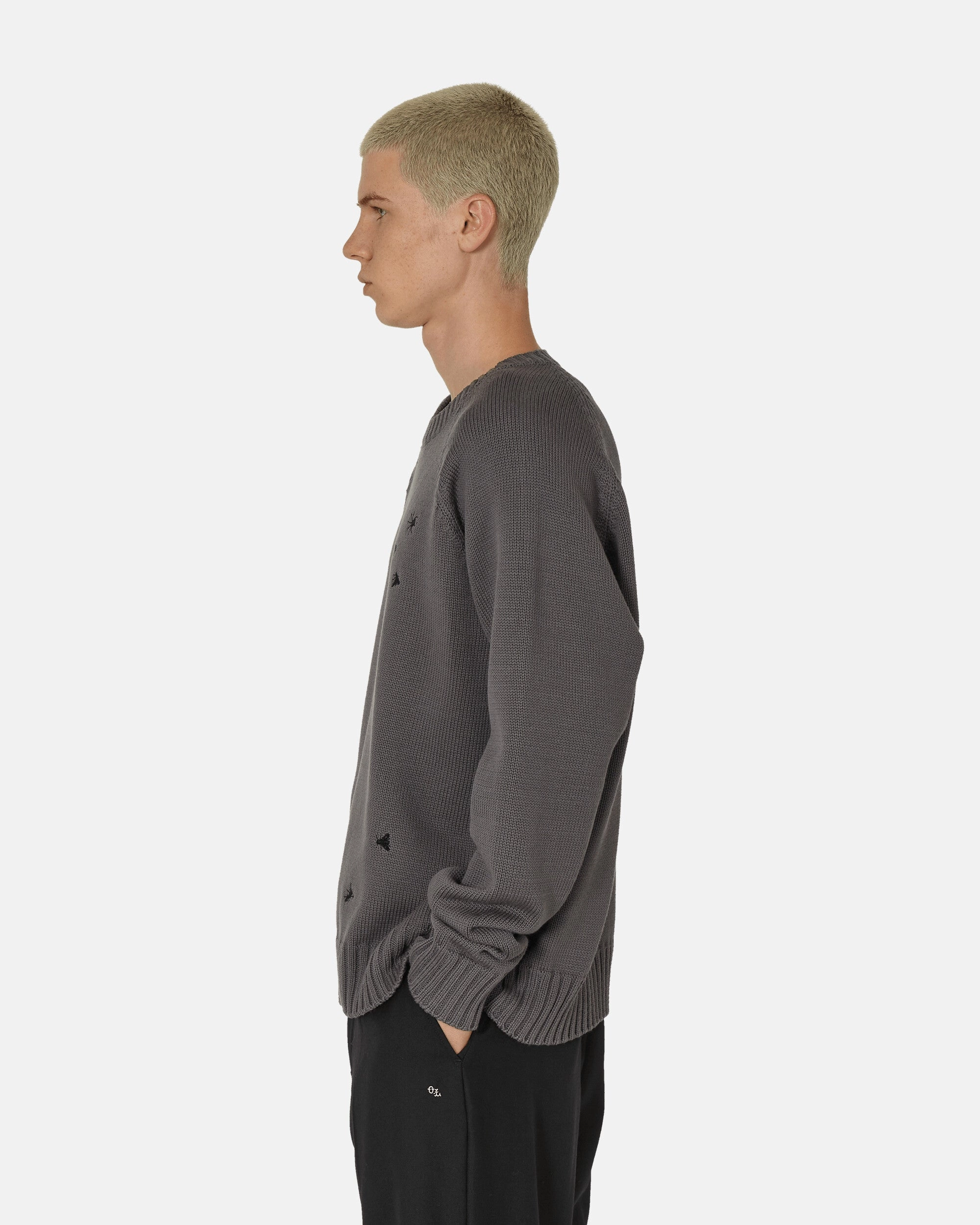 Embroidered Crewneck Sweater Grey