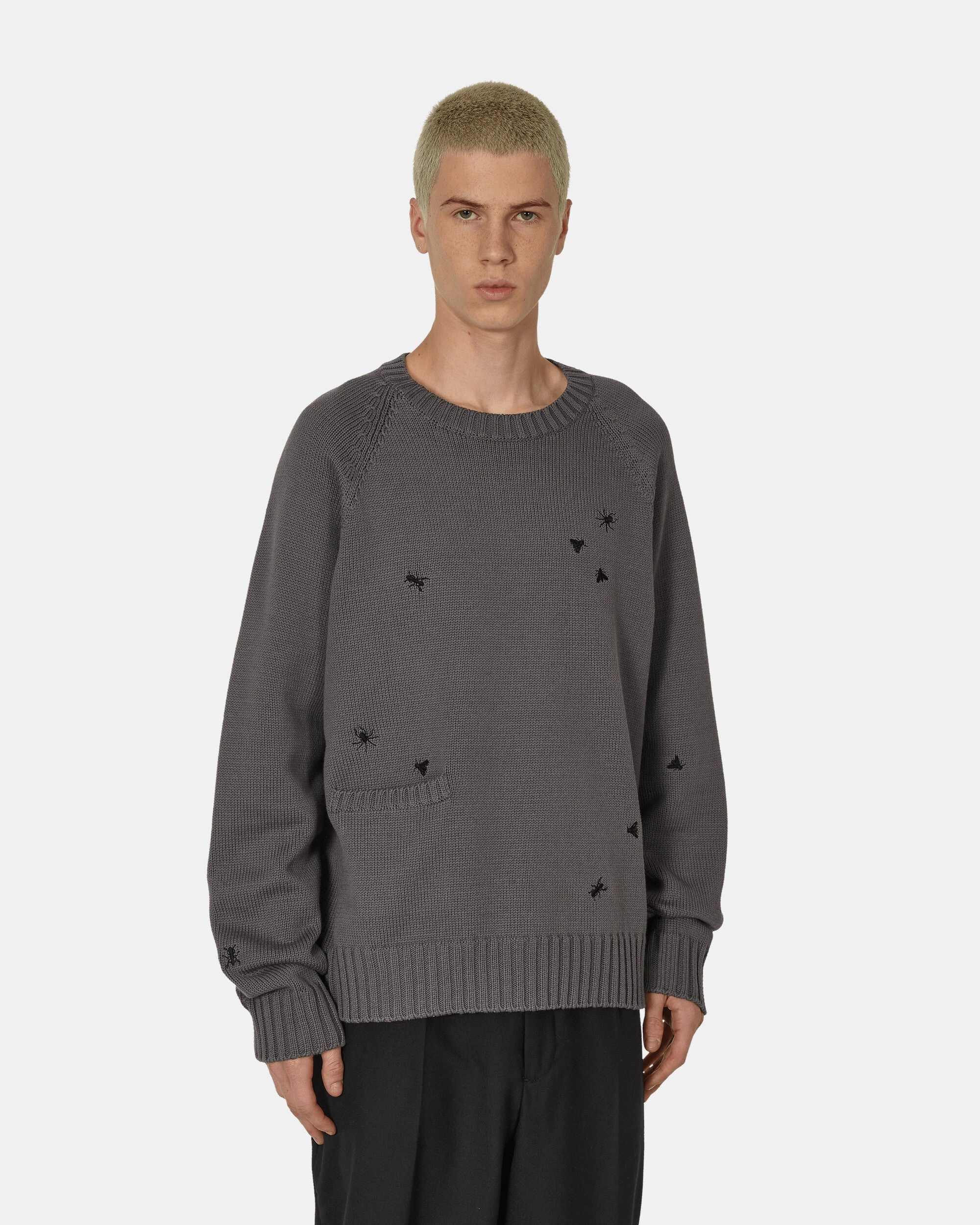 Embroidered Crewneck Sweater Grey