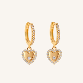 Heart Charm Huggie Hoop Earrings