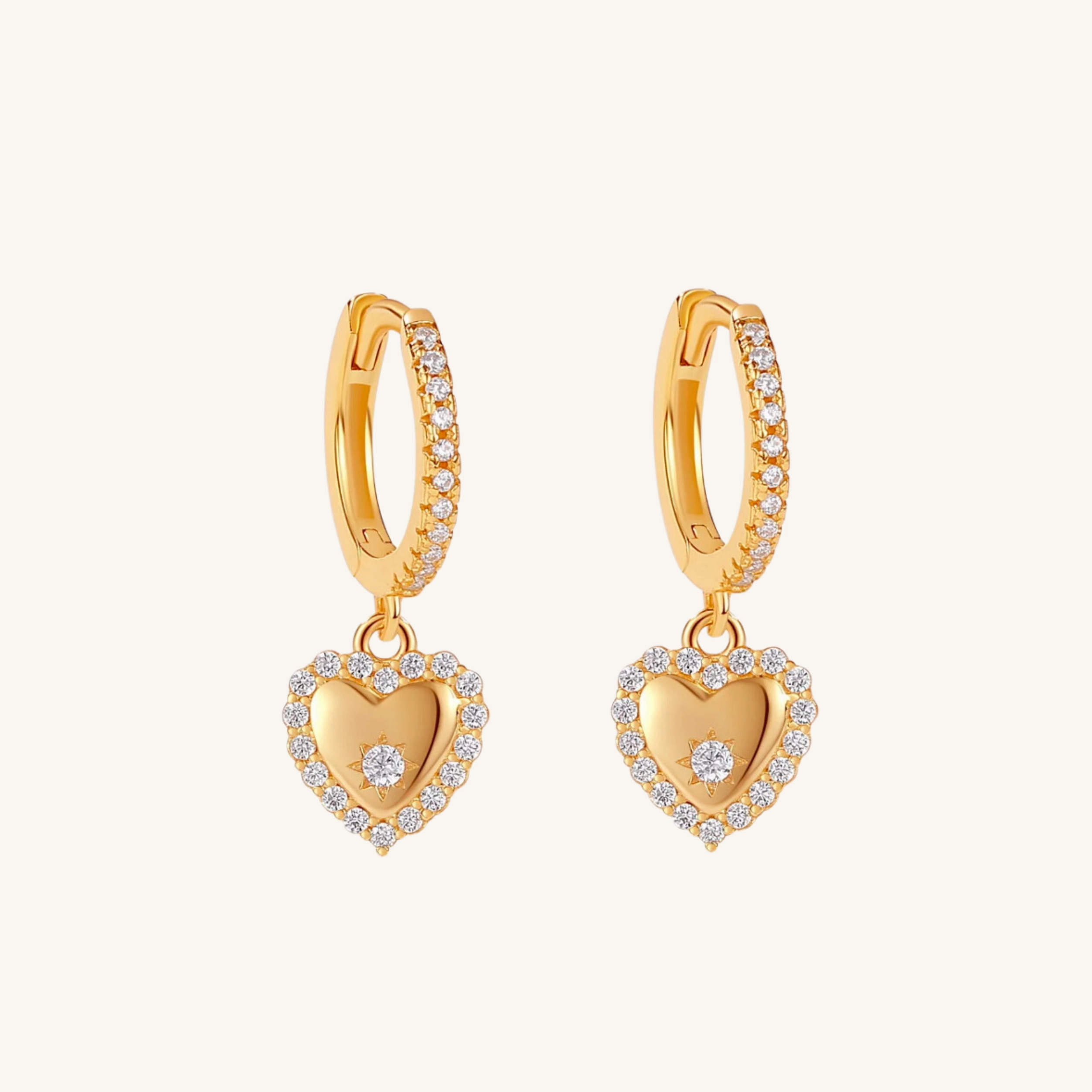 Heart Charm Huggie Hoop Earrings