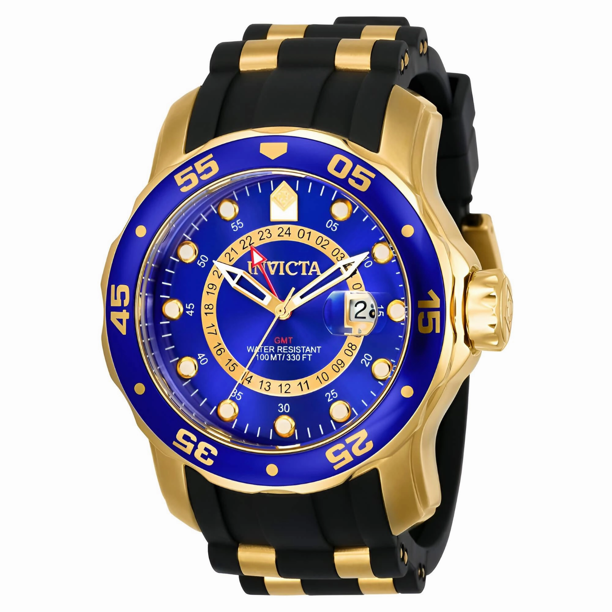 Invicta 6993 Men's Pro Diver GMT Blue Dial Black Rubber Strap Watch