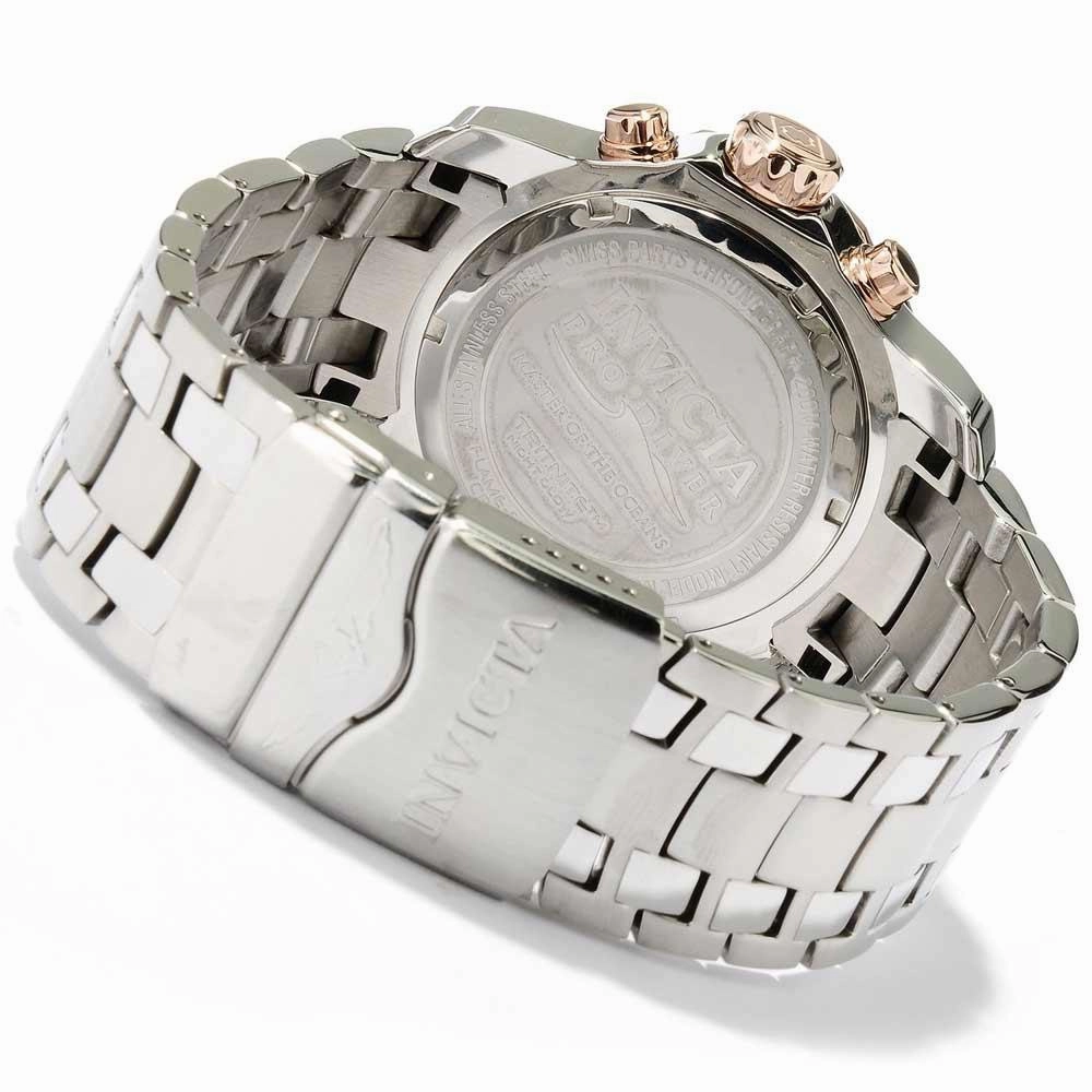 Invicta 80036 Men's Pro Diver Scuba Chronograph Black Dial Stainless Steel Bracelet Dive Watch
