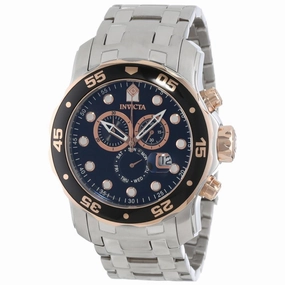 Invicta 80036 Men's Pro Diver Scuba Chronograph Black Dial Stainless Steel Bracelet Dive Watch