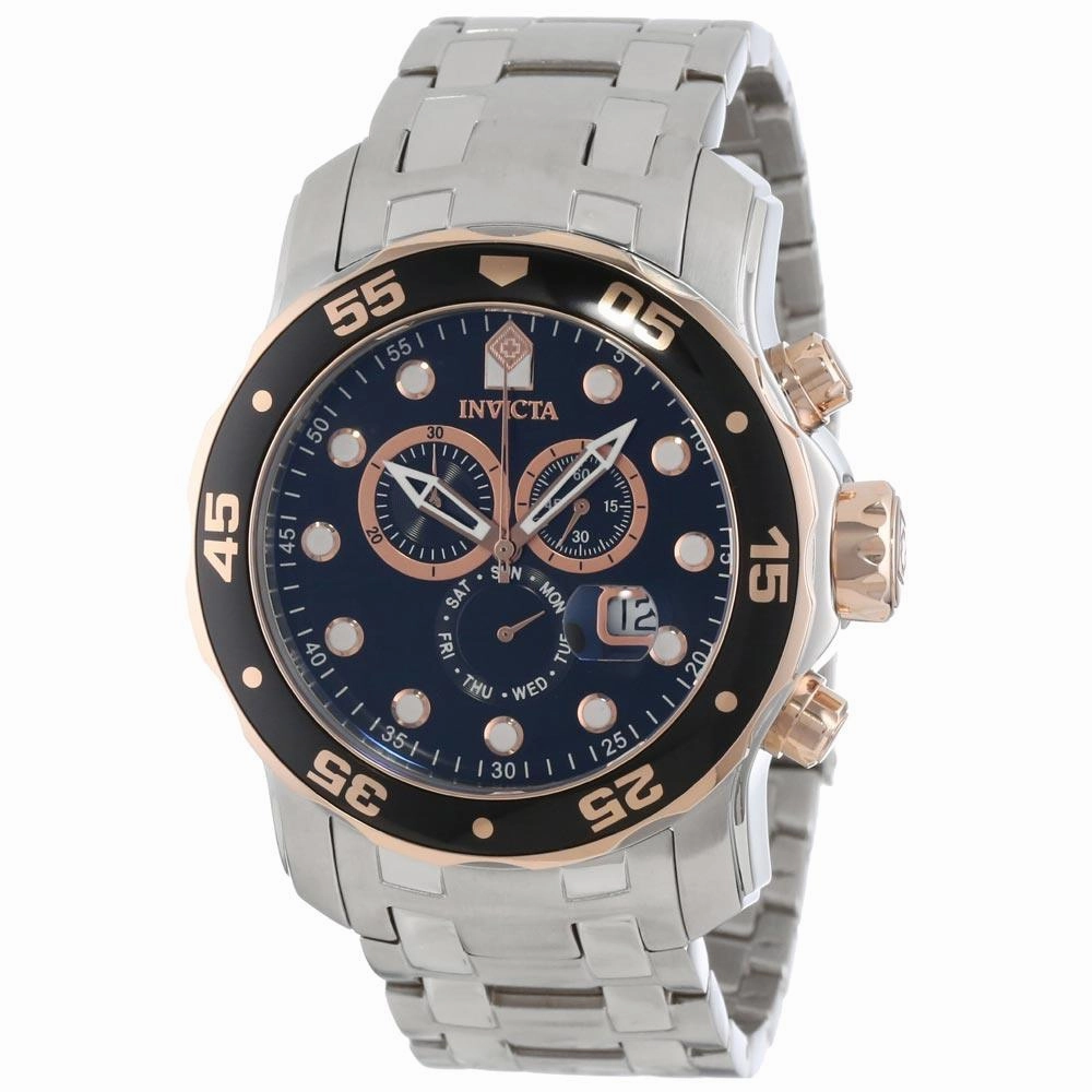 Invicta 80036 Men's Pro Diver Scuba Chronograph Black Dial Stainless Steel Bracelet Dive Watch