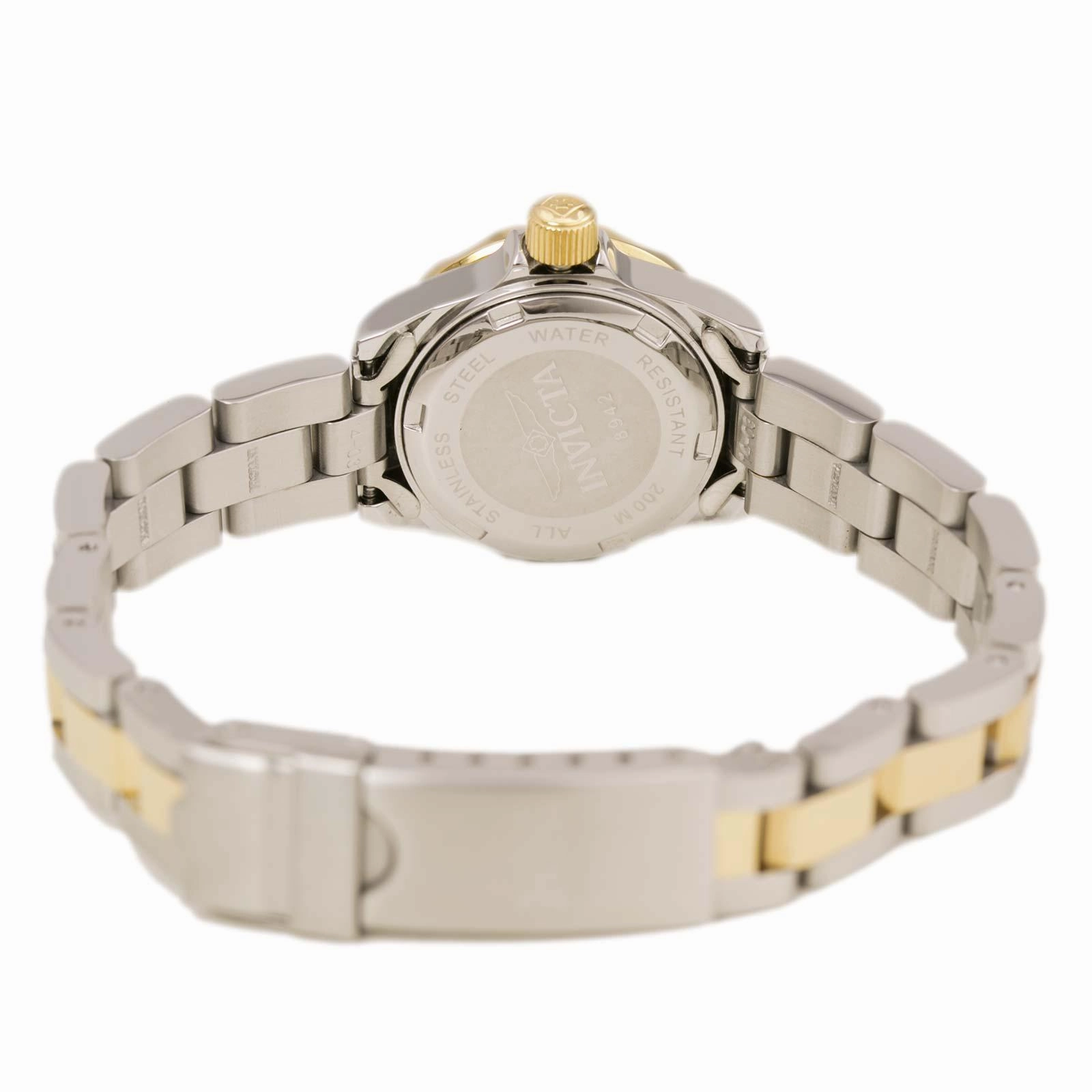 Invicta 8942 Women's Two Tone Yellow Steel Bracelet Quartz Pro Diver Blue Dial Date Watch