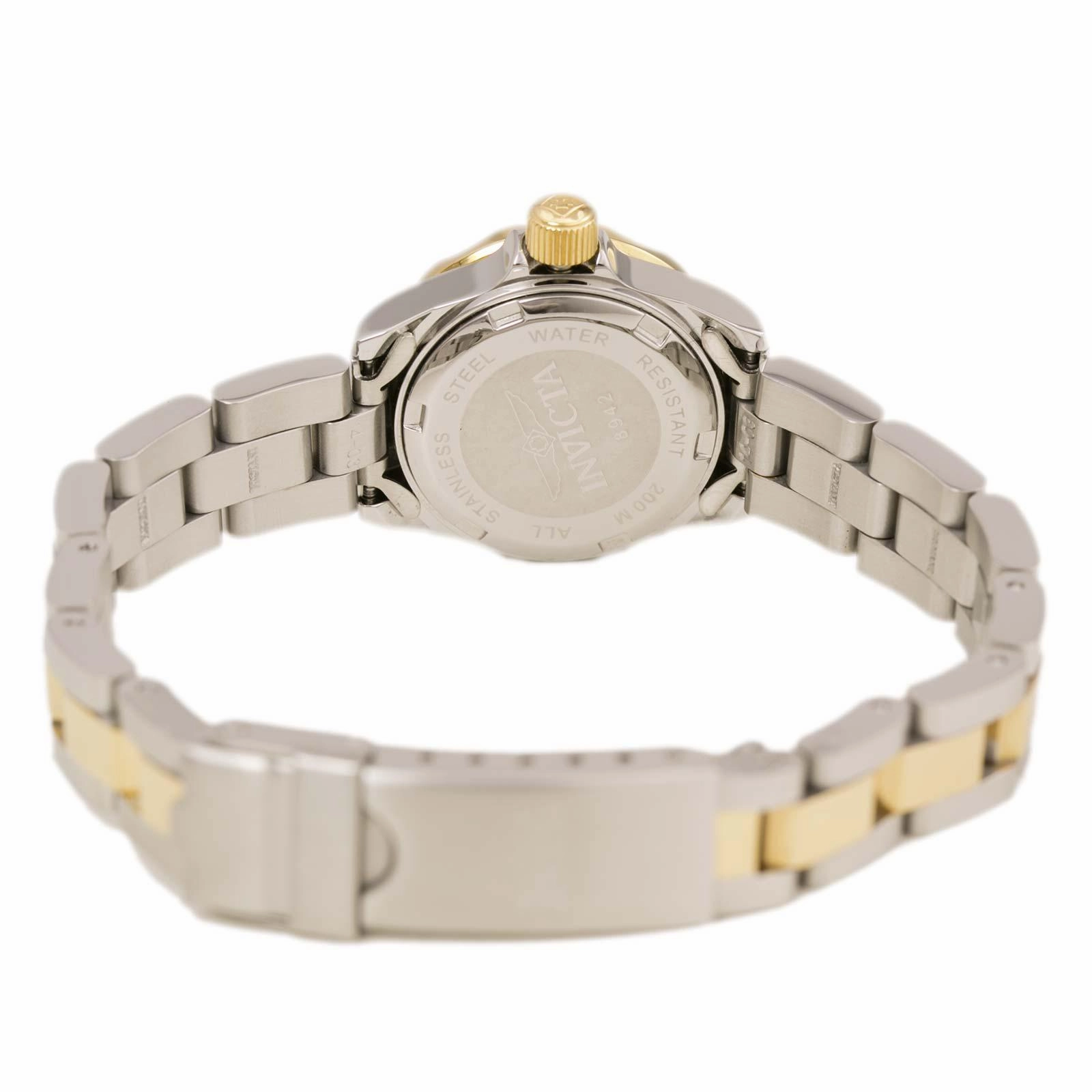 Invicta 8942 Women's Two Tone Yellow Steel Bracelet Quartz Pro Diver Blue Dial Date Watch