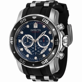 Invicta Men's Chrono Watch - Pro Diver Blue Dial Black and Silver Tone Strap | 40476