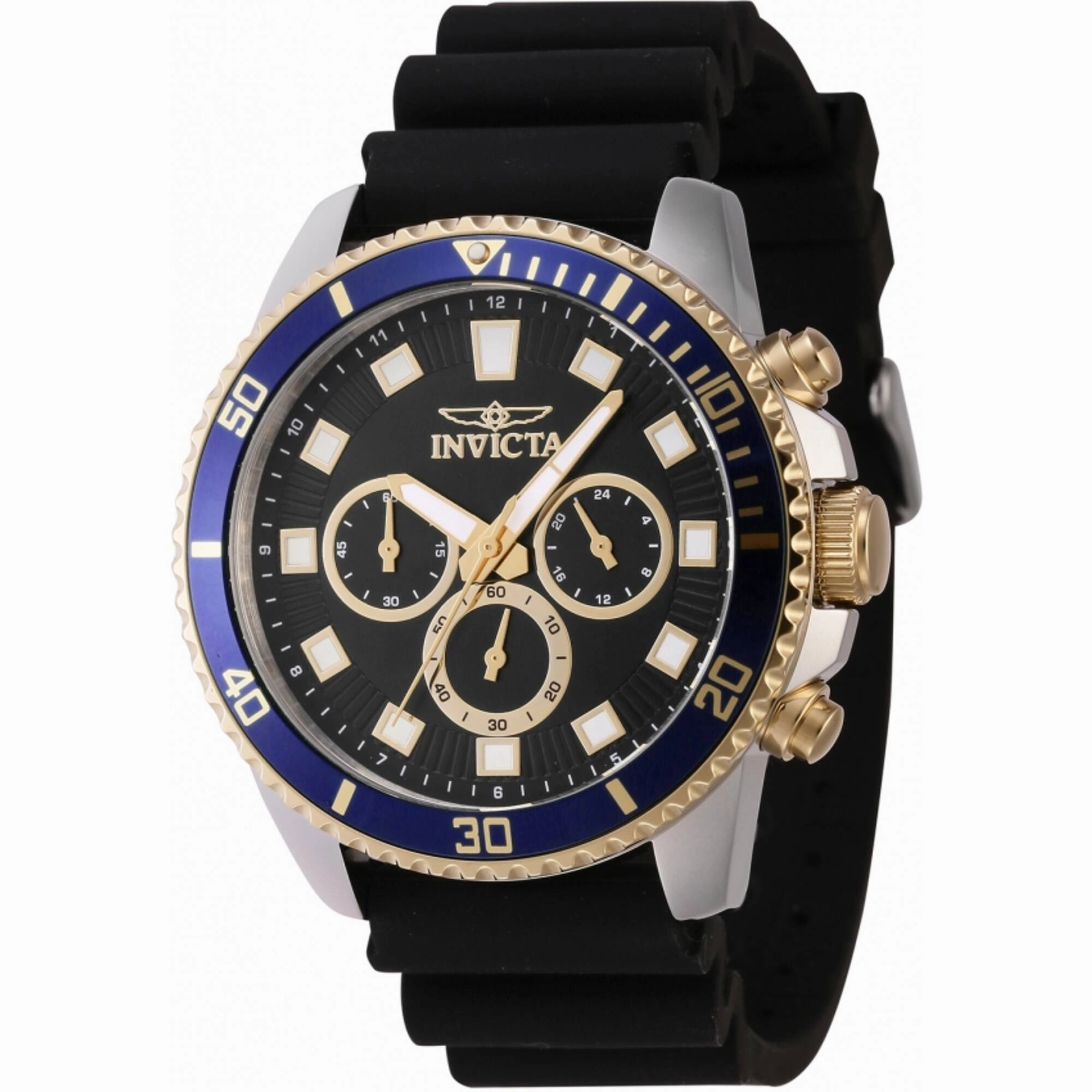Invicta Men's Chronograph Watch - Pro Diver Blue and Gold Tone Bezel Strap | 46121
