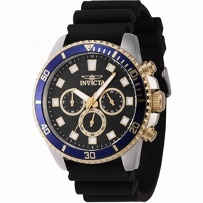 Invicta Men's Chronograph Watch - Pro Diver Blue and Gold Tone Bezel Strap | 46121
