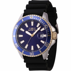 Invicta Men's Quartz Watch - Pro Diver Date Blue Dial Black Silicone Strap | 46133