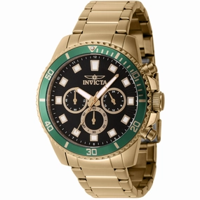 Invicta Men's Quartz Watch - Pro Diver Green Bezel Yellow Gold Bracelet | 46055