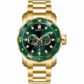 Invicta Men's Quartz Watch - Pro Diver Green Dial Yellow Gold Bracelet | 45727