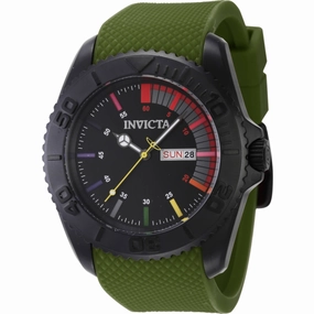 Invicta Men's Watch - Pro Diver Black Dial Green Silicone Strap Day-Date | 44736