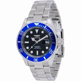 Invicta Men's Watch - Pro Diver Black Dial Silver Stainless Steel Bracelet | 43502