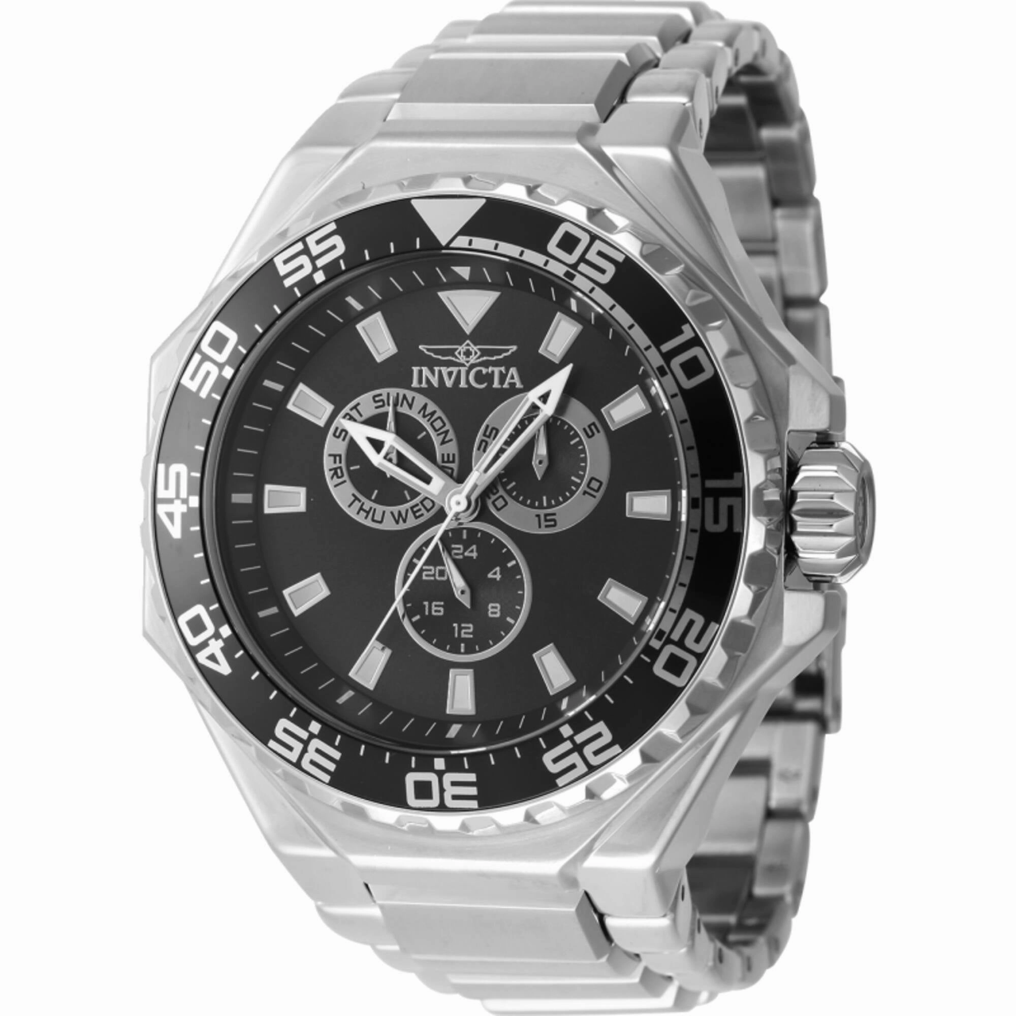 Invicta Men's Watch - Pro Diver Black Dial Silver Stainless Steel Bracelet | 46556