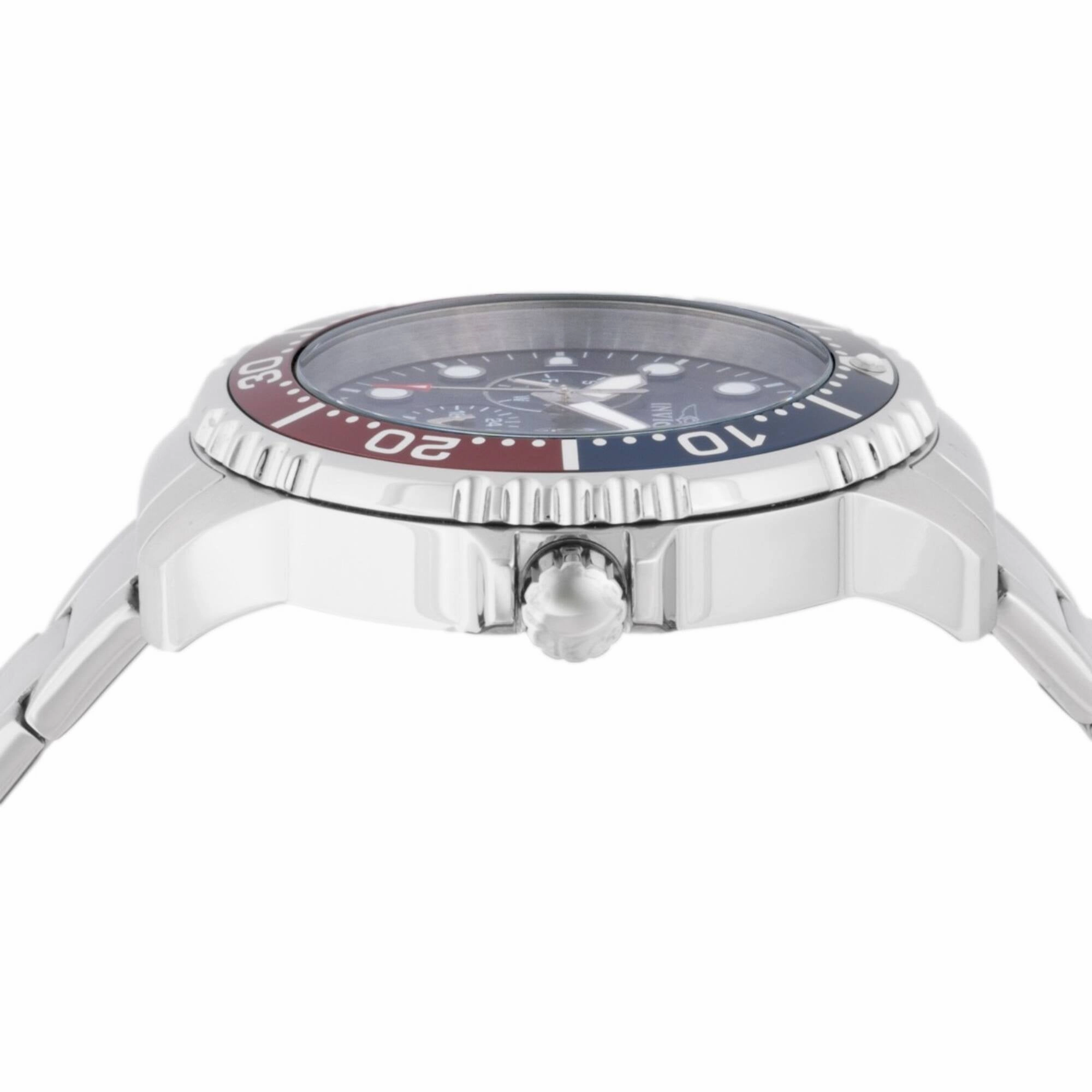 Invicta Men's Watch - Pro Diver Blue and Red Rotating Bezel Steel Bracelet | 47227