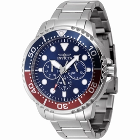 Invicta Men's Watch - Pro Diver Blue and Red Rotating Bezel Steel Bracelet | 47227