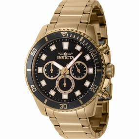 Invicta Men's Watch - Pro Diver Chronograph Black Dial Yellow Gold Bracelet | 46054