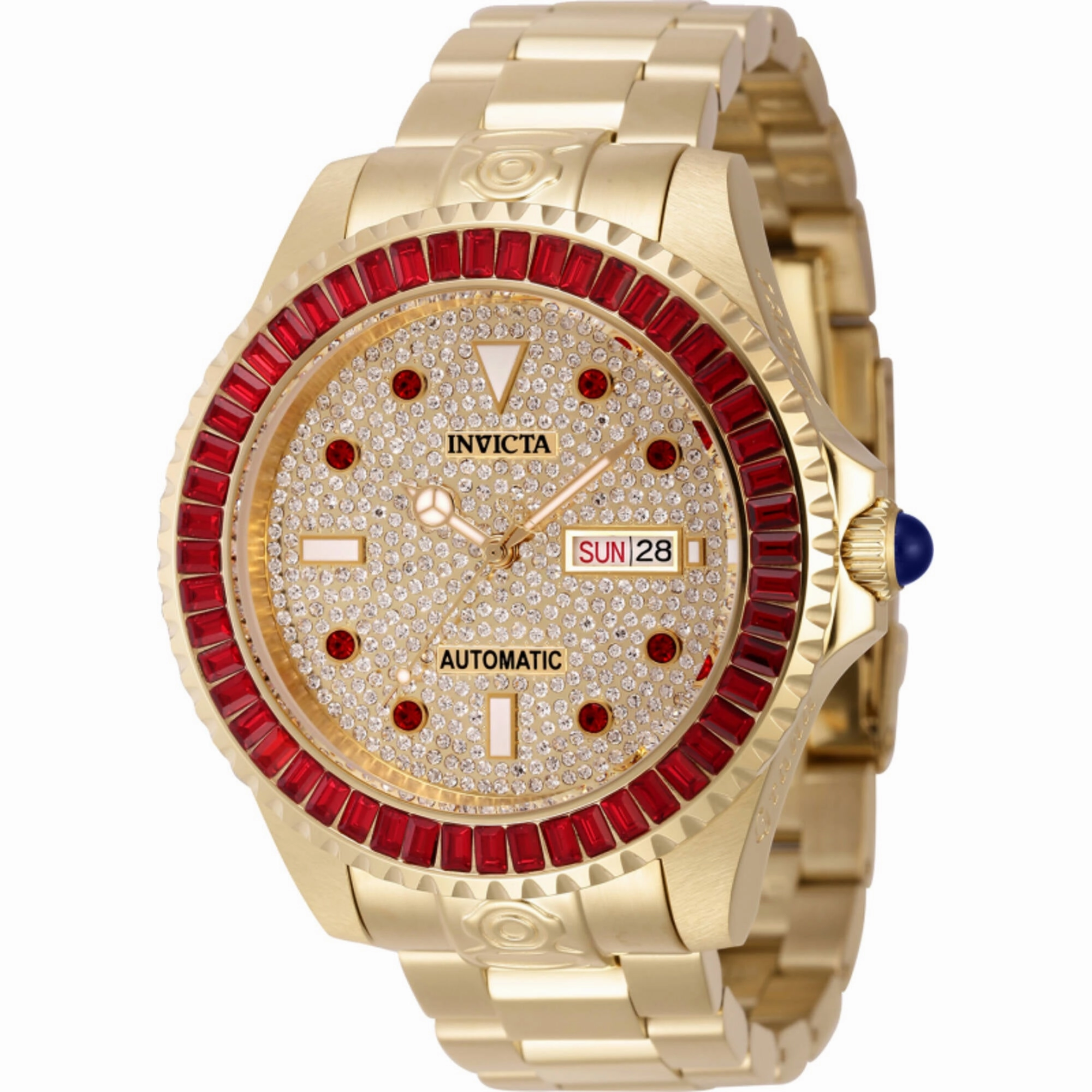 Invicta Men's Watch - Pro Diver Crystal Pave Dial Yellow Gold Steel Bracelet | 46637