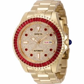 Invicta Men's Watch - Pro Diver Crystal Pave Dial Yellow Gold Steel Bracelet | 46637