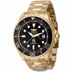Invicta Men's Watch - Pro Diver Dual Time Black Dial Yellow Gold Bracelet | 45816