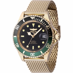 Invicta Men's Watch - Pro Diver Quartz Black Dial Yellow Gold Steel Bracelet | 47723