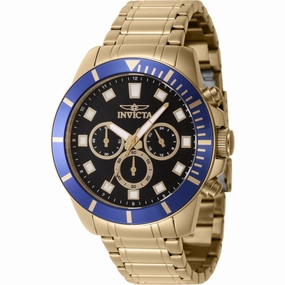 Invicta Men's Watch - Pro Diver Quartz Chrono Black Dial Yellow Gold Steel | 46044