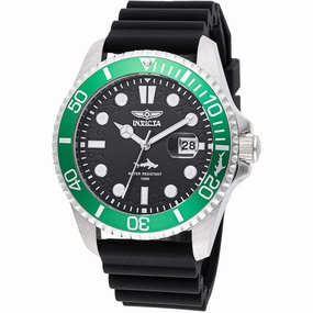Invicta Men's Watch - Pro Diver Quartz Silver Tone Case Black Silicone Strap | 47166