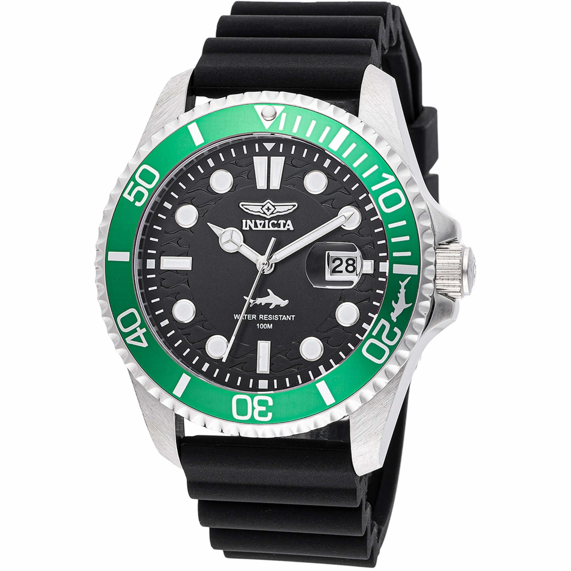 Invicta Men's Watch - Pro Diver Quartz Silver Tone Case Black Silicone Strap | 47166