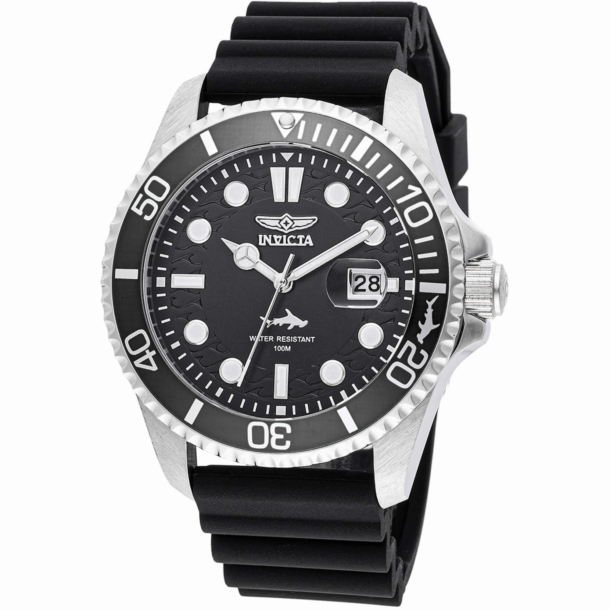 Invicta Men's Watch - Pro Diver Rotating Bezel Black Dial Silicone Strap | 47161
