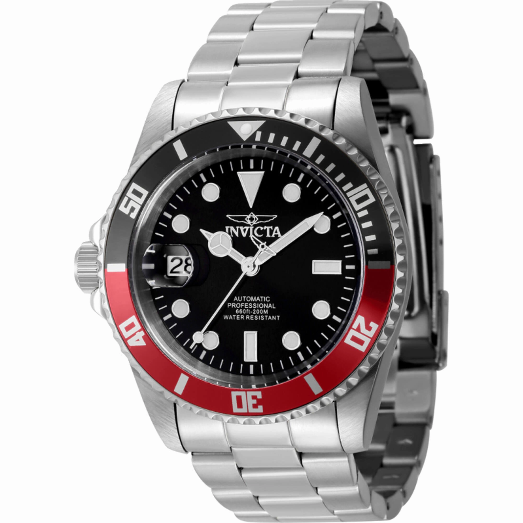 Invicta Men's Watch - Pro Diver Rotating Bezel Black Dial Silver Bracelet | 43978