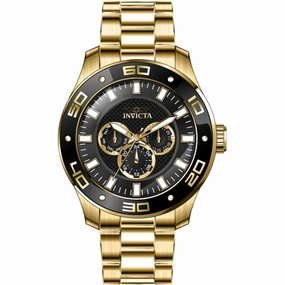 Invicta Men's Watch - Pro Diver Scuba Black Dial Yellow Gold Bracelet Quartz | 45758